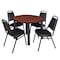 Kee Kee Round Table & Chair Set, Wood, Metal, Vinyl Top, Cherry TB36RNDCHBPBK29BK - alternate 1